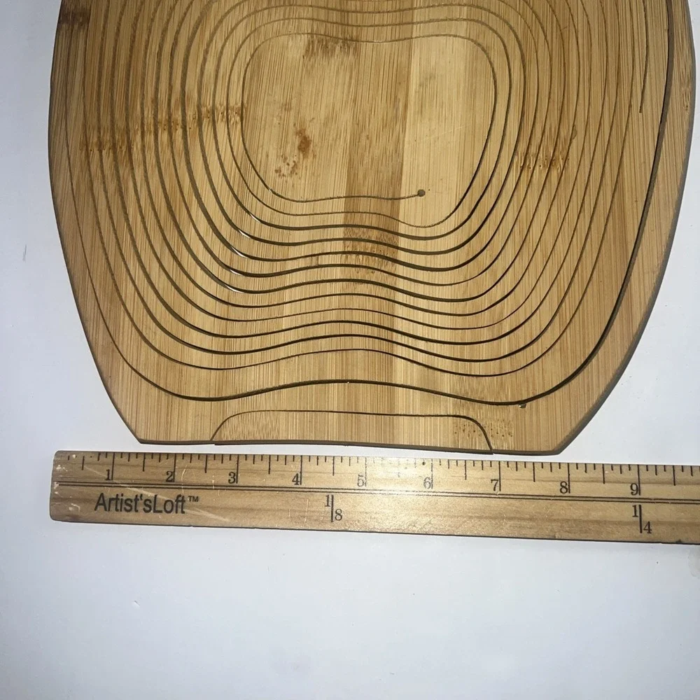 Apple Shaped Collapsible Wooden Fruit‎ Bowl Basket Trivet